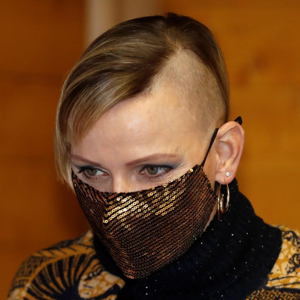The buzzcut: Princess Charlene in December 2020