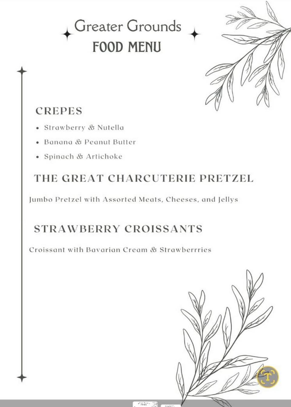 Greater Grounds Coffee & Co. menu