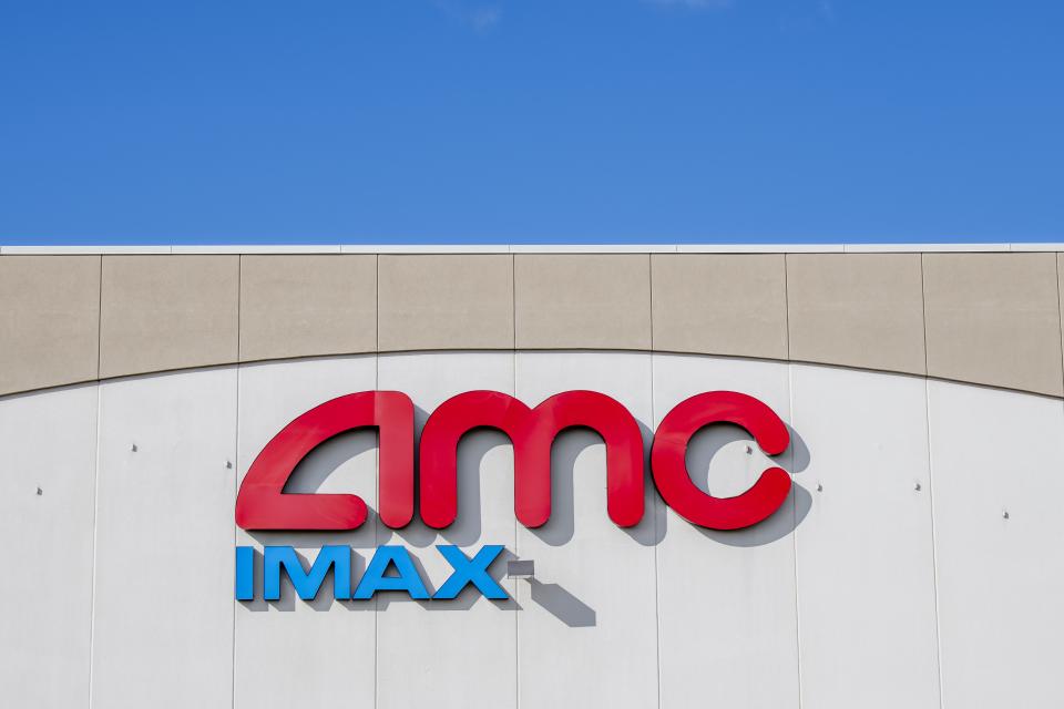 Maple Grove, Minnesota, AMC movie theater logo with IMAX. (Photo by: Michael Siluk/Education Images/Universal Images Group via Getty Images)