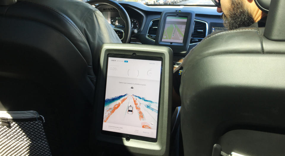 A passenger's view from an Uber self-driving car in Pittsburgh. Most of Uber's job openings in the city have been for engineers and other high-skilled positions as opposed to drivers.