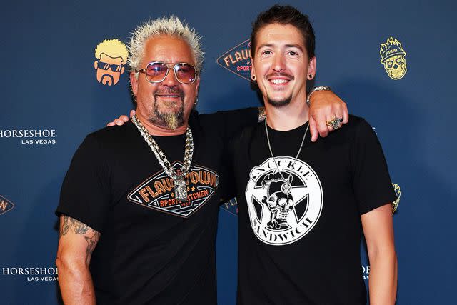 <p>Denise Truscello/Getty</p> Guy and Hunter Fieri