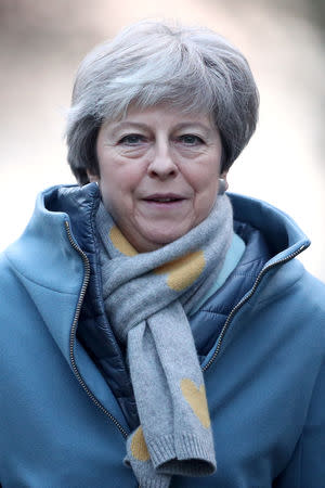 Britain's Prime Minister Theresa May leaves church, near High Wycombe, Britain, January 20, 2019. REUTERS/Hannah McKay