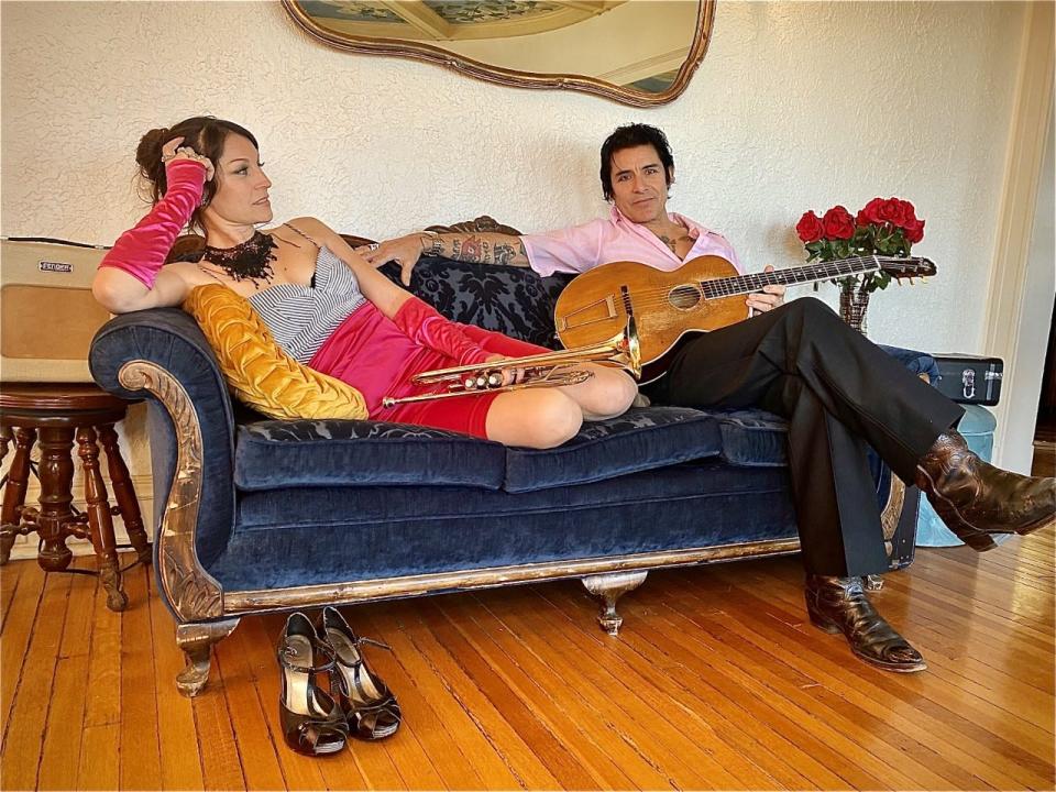 Leilainia Marcus and Stephen Rey of the band Tormenta Rey pose for a photo in their El Paso apartment. The band is releasing its self-titled debut album on Valentine's Day in San Diego before embarking on a tour across the South. The duo will be at Mona Bar in El Paso on Feb. 18.