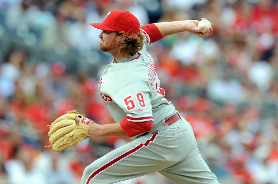 Tyson Brummett #59 of the Philadelphia Phillies pitches in his major league debut against the Washington Nationals  at Nationals Park on October 3, 2012 in Washington, DC. / Credit: G Fiume / Getty Images