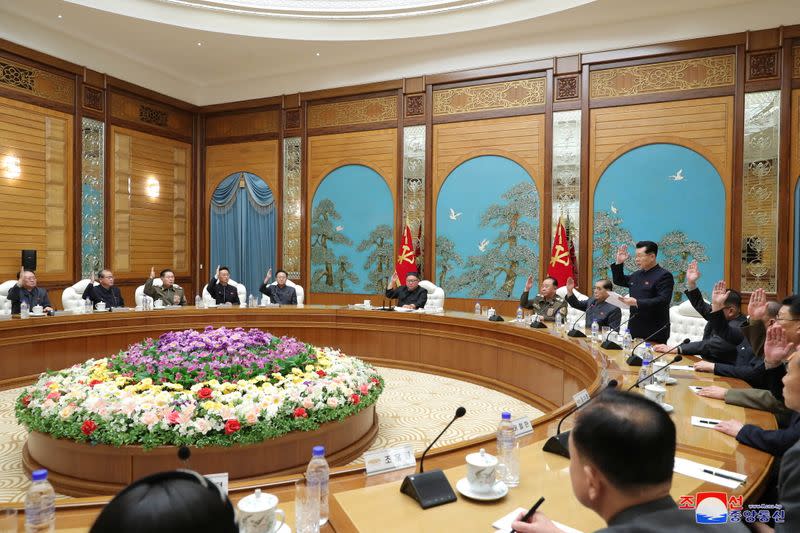 North Korean leader Kim Jong Un attends a meeting in Pyongyang