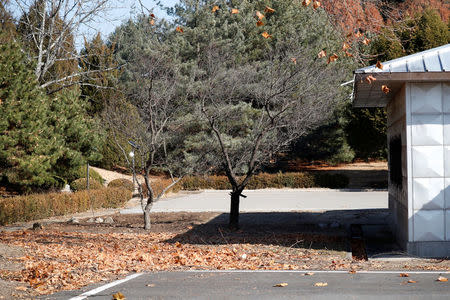 A spot where a North Korean has defected crossing the border on November 13, is seen at the truce village of Panmunjom inside the demilitarized zone, South Korea, November 27, 2017. REUTERS/Kim Hong-Ji