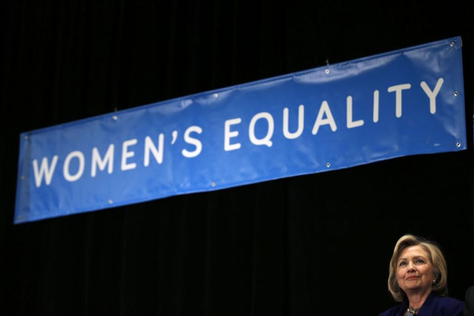 Former Secretary of State Hillary Clinton at a Gov. Andrew Cuomo rally