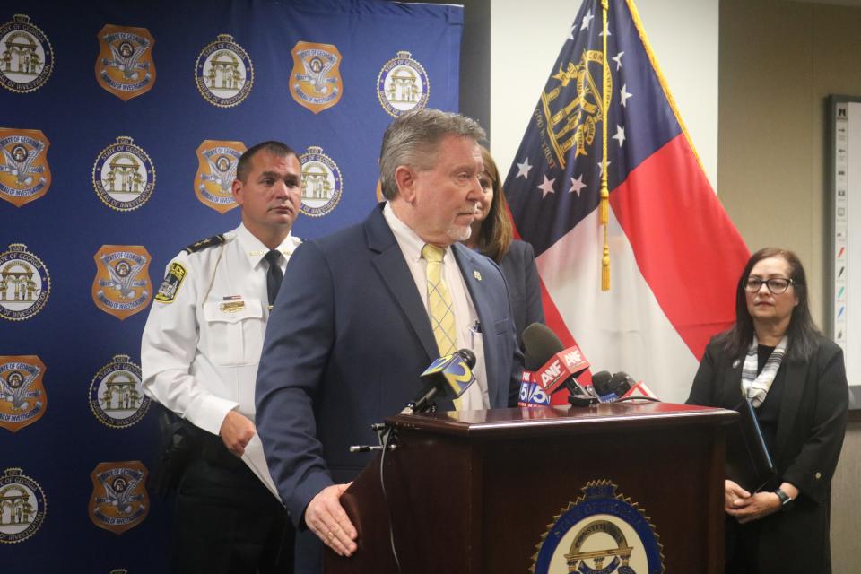 Georgia Bureau of Investigation Director Chris Hosey speaks at a press conference to announce new updates in the 2001 murder of Tara Louise Baker.