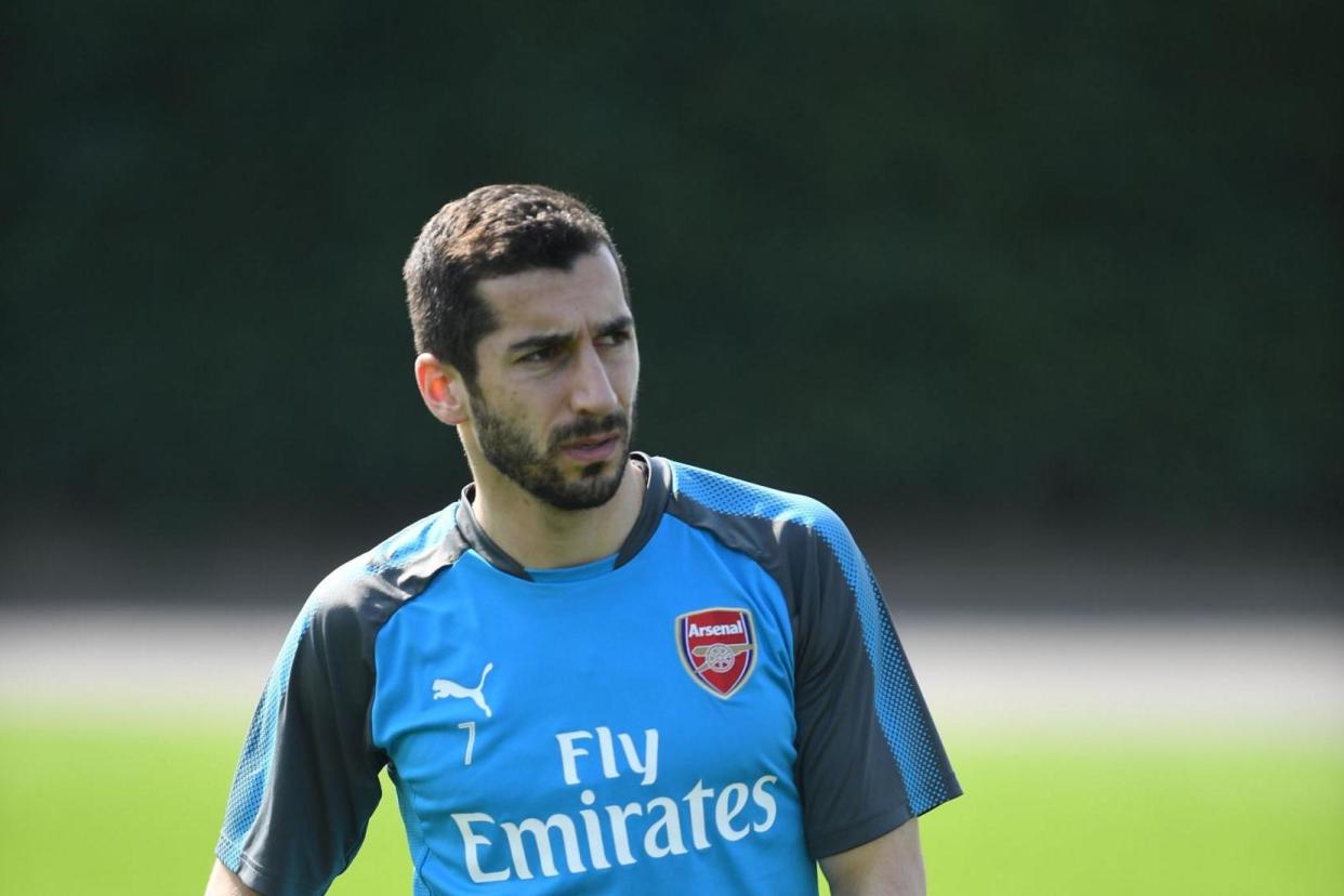 Recovering: Mkhitaryan suffered knee ligament damage against CSKA Moscow: Arsenal FC via Getty Images