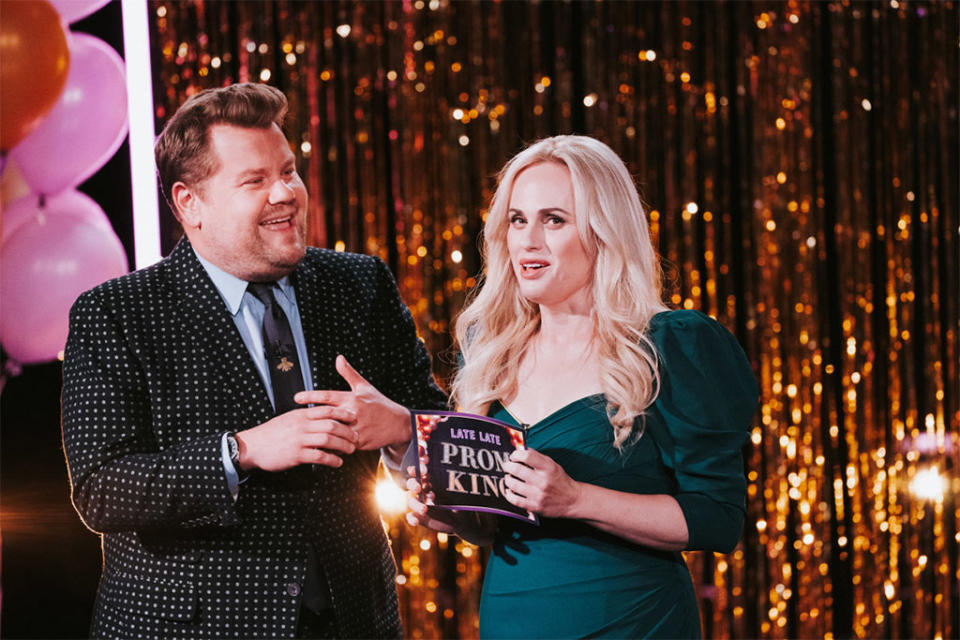 The Late Late Show with James Corden airing Tuesday, May 10, 2022, with guests Rebel Wilson, Eugenio Derbez, and Joe Zimmerman. - Credit: CBS