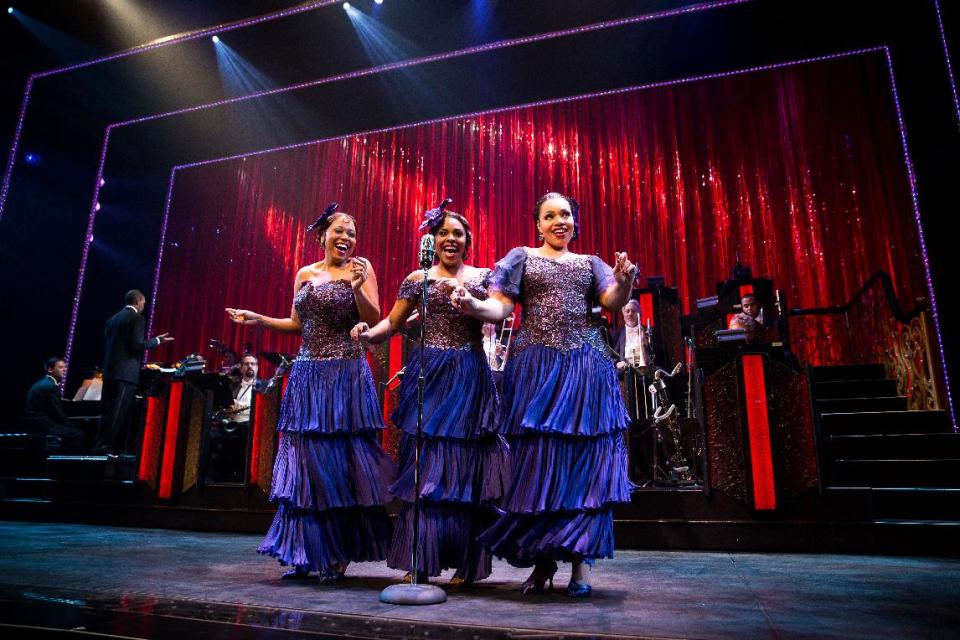 This undated photo released by O&M Co. shows, from left, Rosena M. Hill Jackson, Bryonha Marie Parham, and Carmen Ruby Floyd, in Broadway's "After Midnight," in New York. (AP Photo/O&M Co., Matthew Murphy)