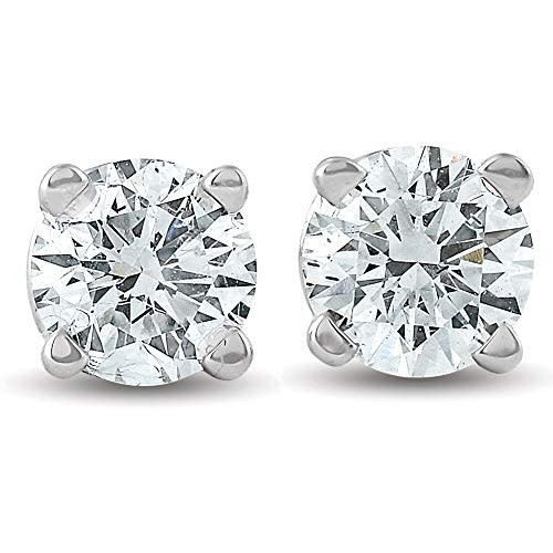 1/2Ct Round Brilliant Cut Diamond Stud Earrings in 14K Gold Classic Setting