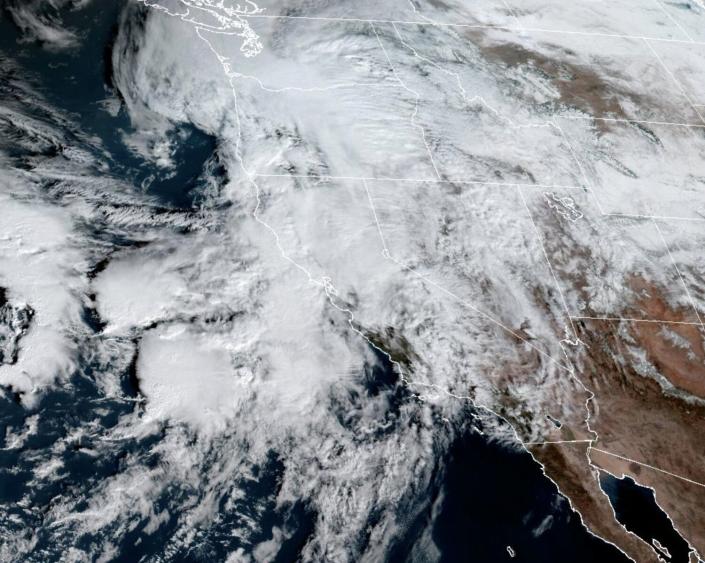 Satellite imagery of white areas over the western U.S.