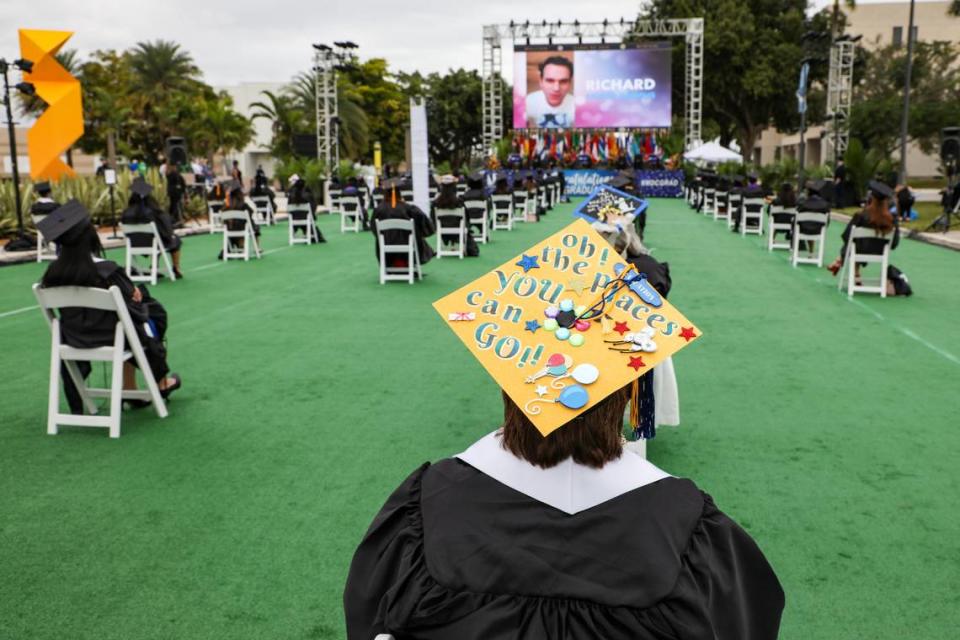 Graduates at the 2020 commencement ceremony at North Campus in Miami Dade College on Dec. 12, 2020.