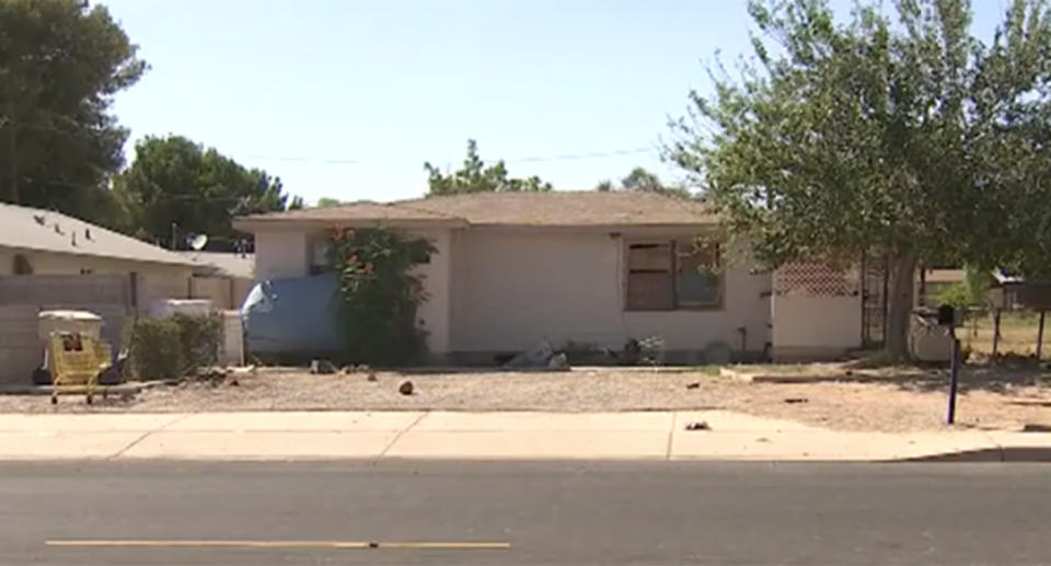 Pictured is the home Jose Vega Meza and his former housemate had lived in Buckeye, Arizona, when the woman's dog was killed. 