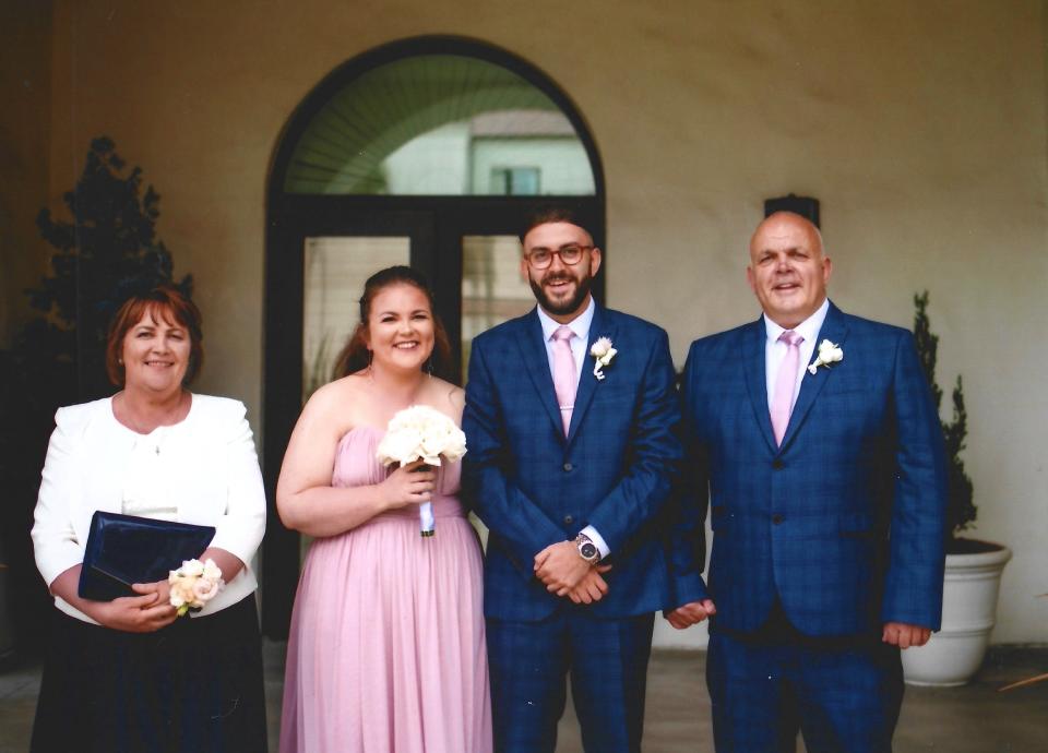 Mary Tillett at her son's Sean's wedding in 2018, the year of her diagnosis. (Supplied)