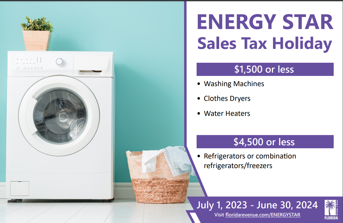 Florida's Energy Star sales tax holiday runs through June 30, 2024.