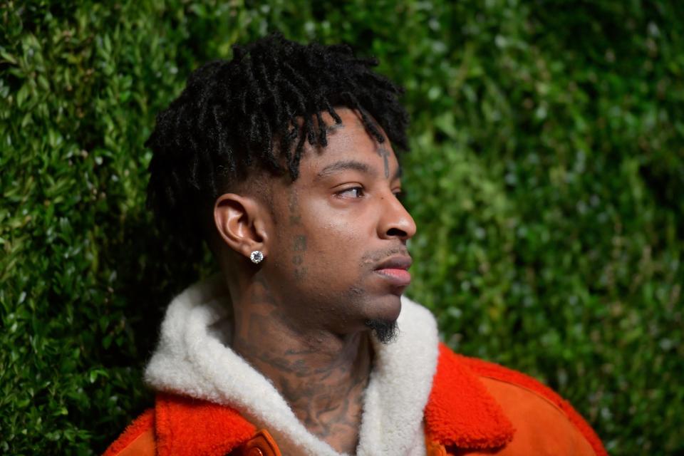 21 Savage attends the CFDA / Vogue Fashion Fund 15th Anniversary Event at Brooklyn Navy Yard on November 5, 2018 in Brooklyn.