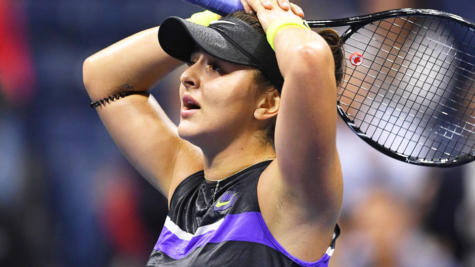 Bianca Andreescu, pictured here after her win over Belinda Bencic.