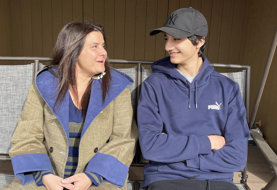 Nina with her son Aidan Mirza. (Credit: Nina Wadia)