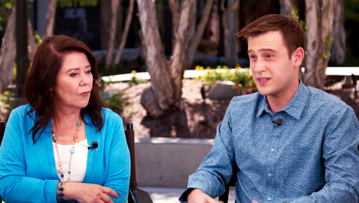 Theresa Koelewyn (left) and her son Tyler Henry (right) sit down with TODAY All Day for their first joint interview since publicly sharing their personal true crime story. (TODAY)