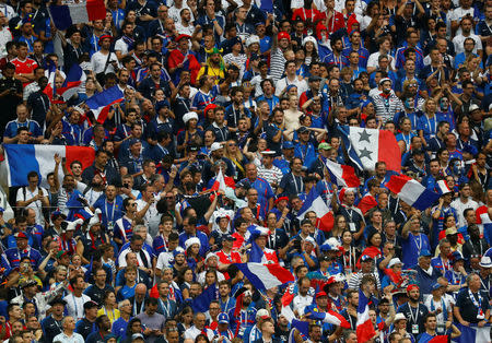 Soccer Football - World Cup - Final - France v Croatia - Luzhniki Stadium, Moscow, Russia - July 15, 2018 France fans during the match REUTERS/Kai Pfaffenbach