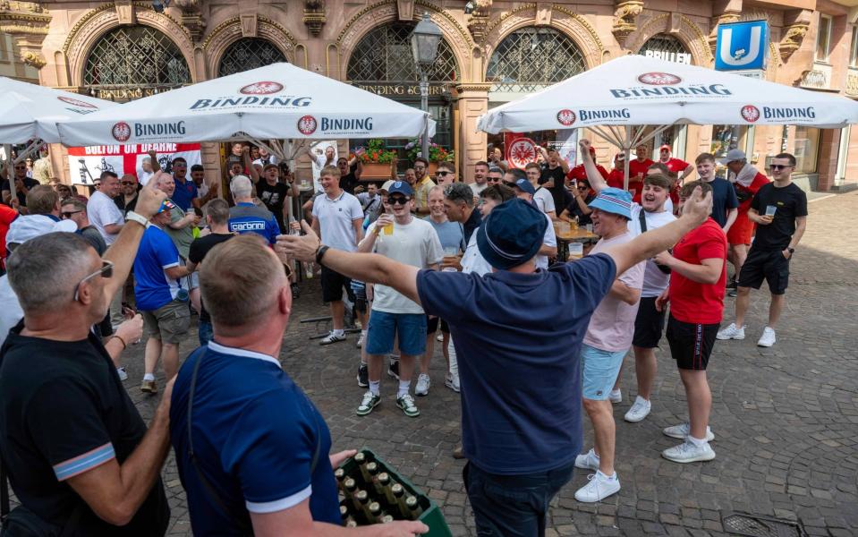 Scottish and English fans swap banter