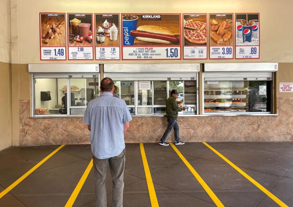 GOLETA, CA - JULY 8: An outdoor food court area at the Costco in the Camino Real Marketplace Shopping Center, located just north of Santa Barbara, is viewed on July 8, 2022, in Goleta, California. Because of its close proximity to Southern California and Los Angeles population centers, the coastal communities of Santa Barbara County have become a popular weekend getaway destination for millions of tourists each year. (Photo by George Rose/Getty Images)