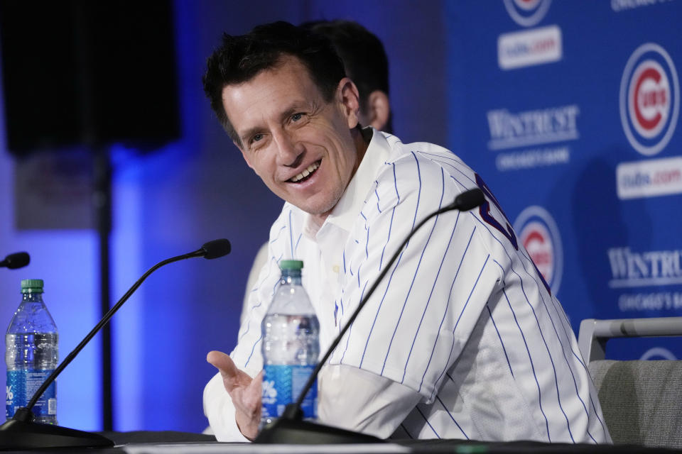 Chicago Cubs new baseball team manager Craig Counsell smiles as he speaks during a press conference in Chicago, Monday, Nov. 13, 2023. (AP Photo/Nam Y. Huh)
