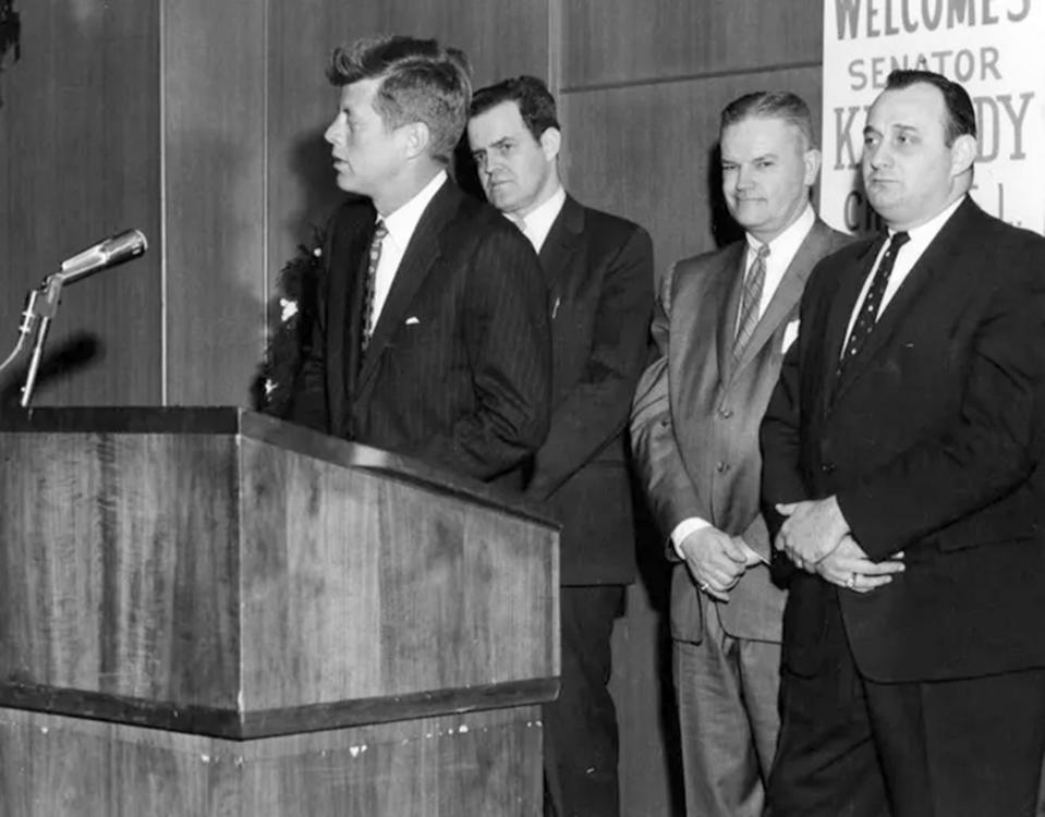 John F. Kennedy is shown at a campaign stop in Canton as the Democratic candidate for president in the 1960 election against Richard Nixon.