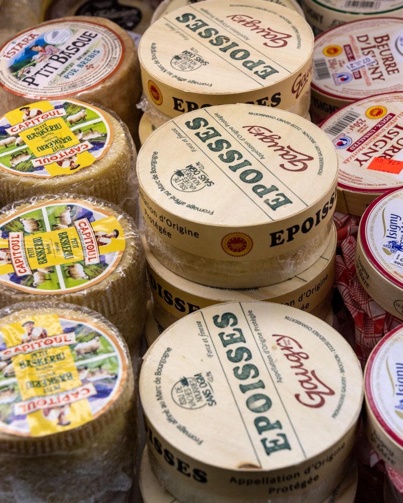 Saint Lawrence Market in Toronto, Canada. The famous place is considered one of the best food markets in the world. The image shows varieties of cheese.