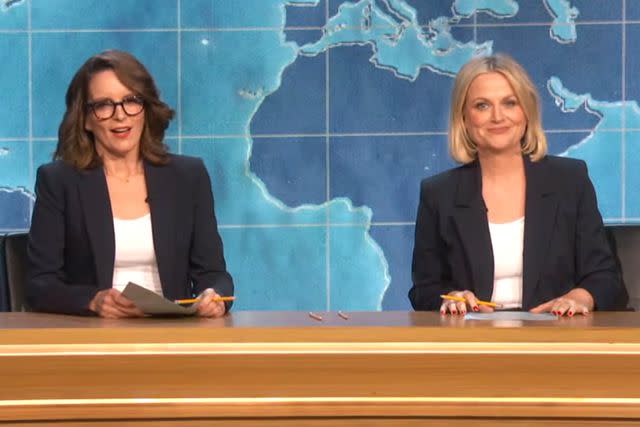 <p>FOX</p> Tina Fey and Amy Poehler on Jan. 15, 2024