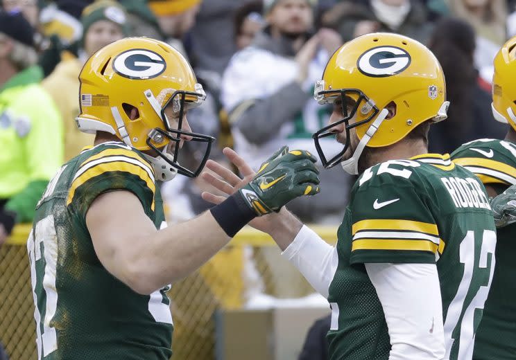 Aaron Rodgers and Jordy Nelson lead the Packers into a Week 17 game at Detroit for the NFC North title. (AP)