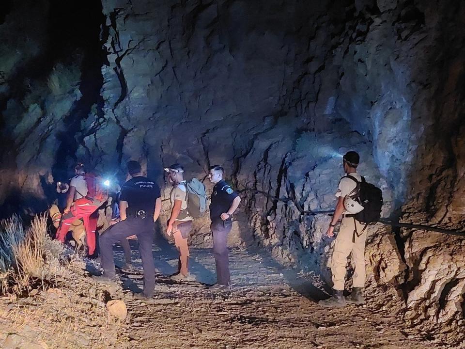 Rescue teams search a cave network on the island of Samos (Hellenic Rescue Team of Samos)