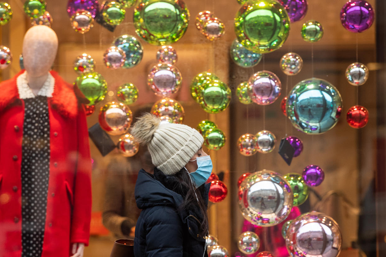 Shoppers on Regent Street in central London. (Photo by Dominic Lipinski/PA Images via Getty Images)