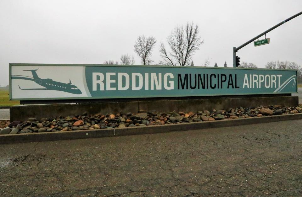 The entrance to Redding Municipal Airport in December 2021.