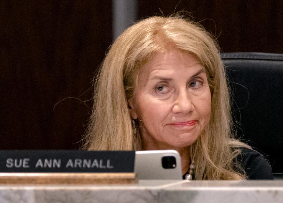 Oklahoma County jail trust member Sue Ann Arnall is pictured during a meeting of the trust in 2021.