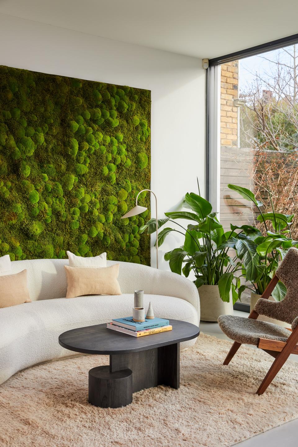 living room with natural materials