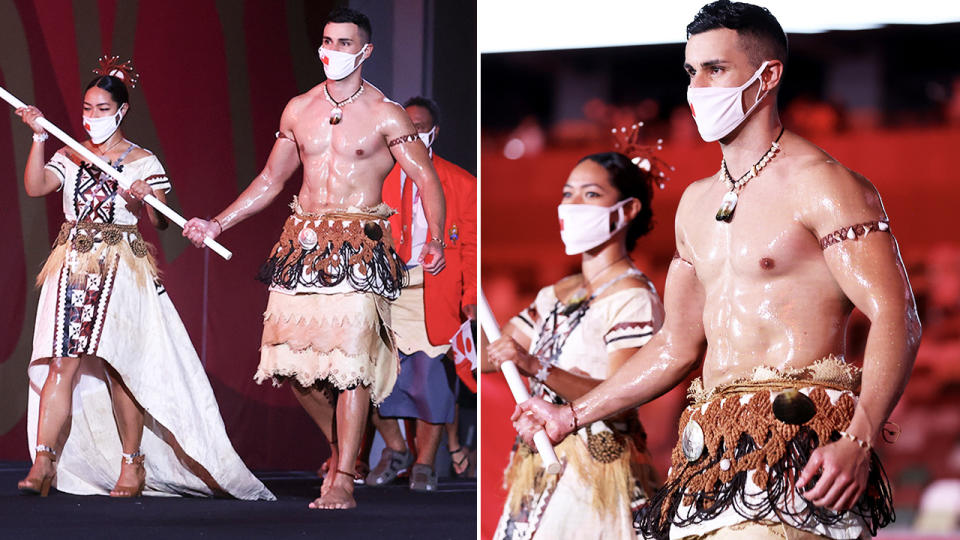 Pita Taufatofua, pictured here at the opening ceremony in Tokyo.