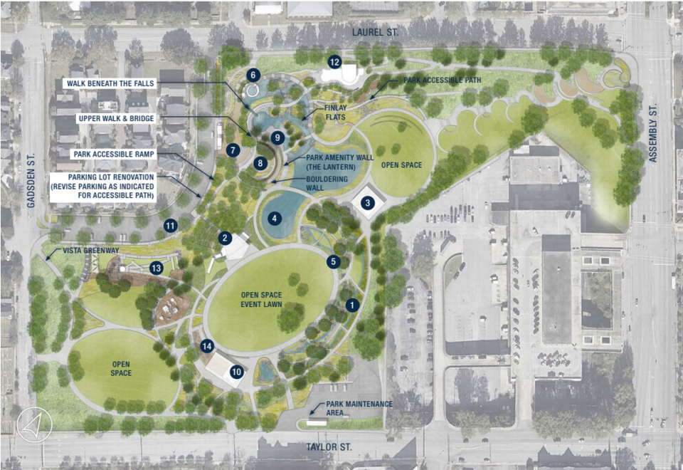 Plans for the $21.5 million remodel of Finlay Park have been released. The renovation includes a climbing wall, playground, an improved event stage and plenty of green space.