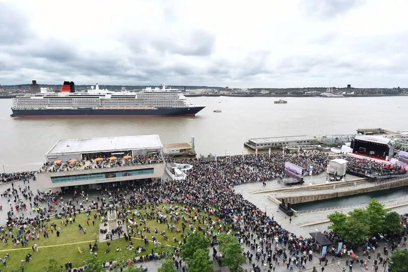 Thousands at the Pier Head for the Naming Ceremony for Cunard's newest ship Queen Anne -Credit:Andrew Teebay Liverpool Echo