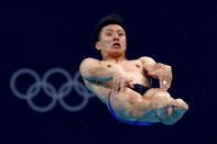 <p>TOKYO, JAPAN - AUGUST 03: Ken Terauchi of Team Japan competes in the Men's 3m Springboard Final on day eleven of the Tokyo 2020 Olympic Games at Tokyo Aquatics Centre on August 03, 2021 in Tokyo, Japan. (Photo by Clive Rose/Getty Images)</p> 