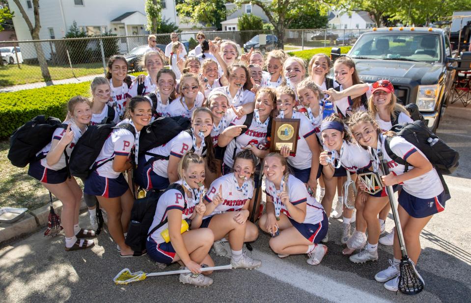 The Portsmouth High School girls lacrosse team won the program's first championship with a 14-4 triumph over Burillville at Cranston Stadium on Sunday, June 5, 2022.