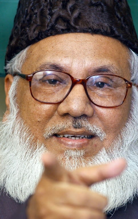 Motiur Rahman Nizami took over as leader of Bangladesh's biggest Islamist party Jamaat-e-Islami in 2000 and was a minister in the Islamist-allied government of 2001-2006 (FILES) This file photograph taken on January 27, 2003, shows Motiur Rahman Nizami, chief of Bangladesh's Islamic fundamentalist Jamaat-e-Islami party - one of the four parties of the alliance government, as he gestures while speaking to members of the Overseas Correspondents Association Bangladesh (OCAB)in Dhaka.Bangladesh's Supreme Court on May 5, 2016, has upheld the death sentence of top Islamist party leader Motiur Rahman Nizami for war crimes, paving the way for his execution within days.Nizami, head of Bangladesh's biggest Islamist party Jamaat-e-Islami, was convicted of murder, rape and orchestrating the killing of intellectuals during the country's 1971 independence struggle