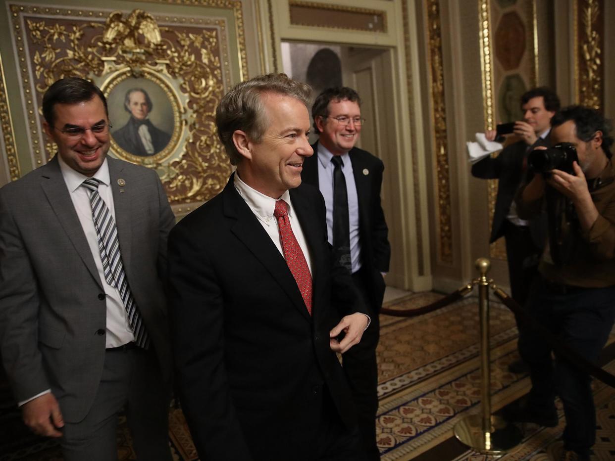 Republican Senator Rand Paul objected to deficit spending in the bill and carried out a nine-hour protest against it: Win McNamee/Getty Images