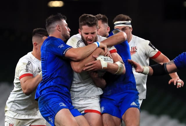 Stuart McCloskey, centre, has returned to international contention following his form for Ulster