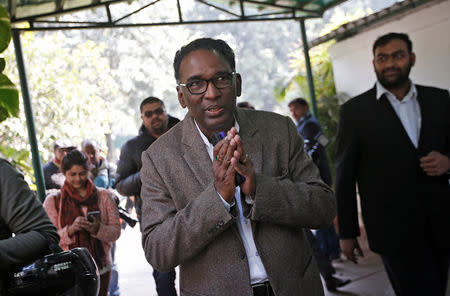 Justice Jasti Chelameswar gestures as he leaves after the news conference in New Delhi, India, January 12, 2018. REUTERS/Adnan Abidi