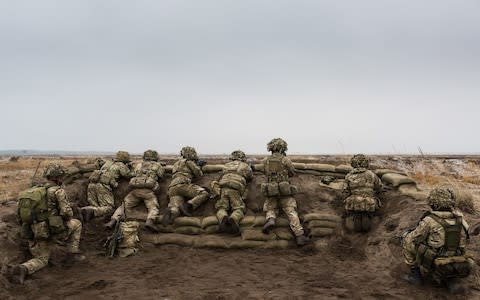 Soldiers from the British Army's 1st Battalion The Royal Welsh (1 R WELSH), scan the horizon for the enemy during Exercise Black Eagle in Poland - Credit: SSgt Mark Nesbit RLC (Phot)/ MoD/Crown copyright