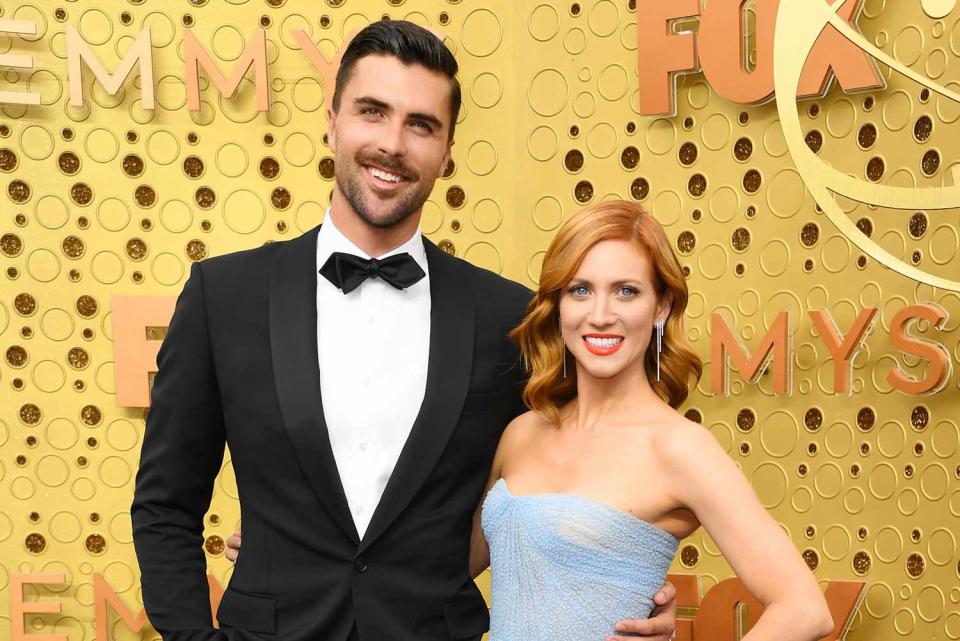 <p>Kevin Mazur/Getty</p> Tyler Stanaland (L) and Brittany Snow (R) on Sept. 22, 2019