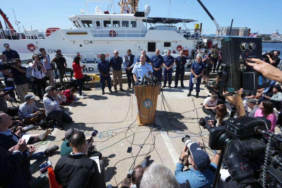 The US Coast Guard offers an update on the search (Copyright 2023 The Associated Press. All rights reserved)